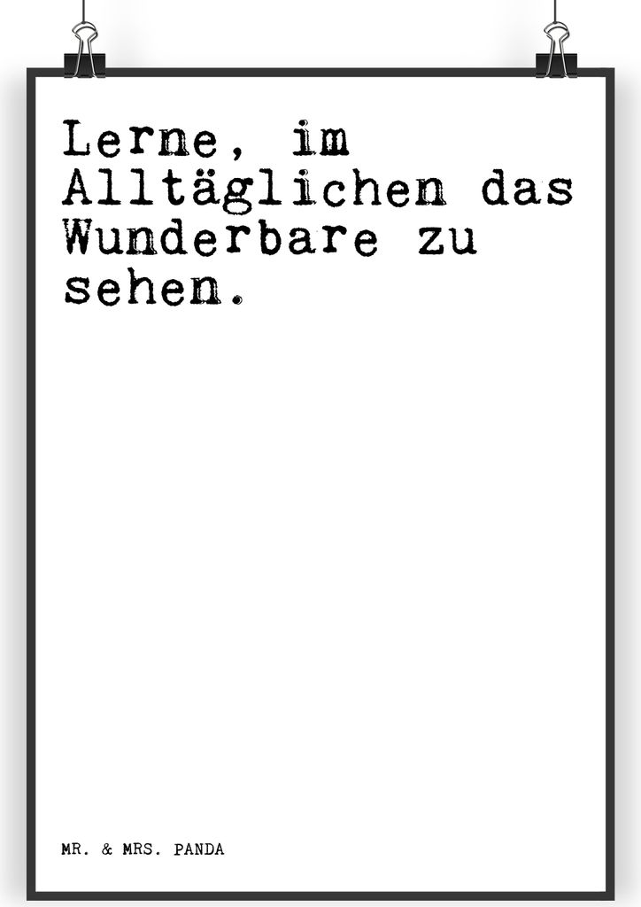 Mr. & Mrs. Panda Bild Lerne, im Alltäglichen das... DIN A3 - Weiß - Geschenk, Wandbild, Sprüche, Leben, Weisheit, Spruch, Kunstdruck, Lebenskuns...