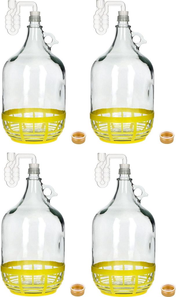 4x 5L Flasche +Gummistopfen + Gärröhrchen Gärballon Set Produktbild 1