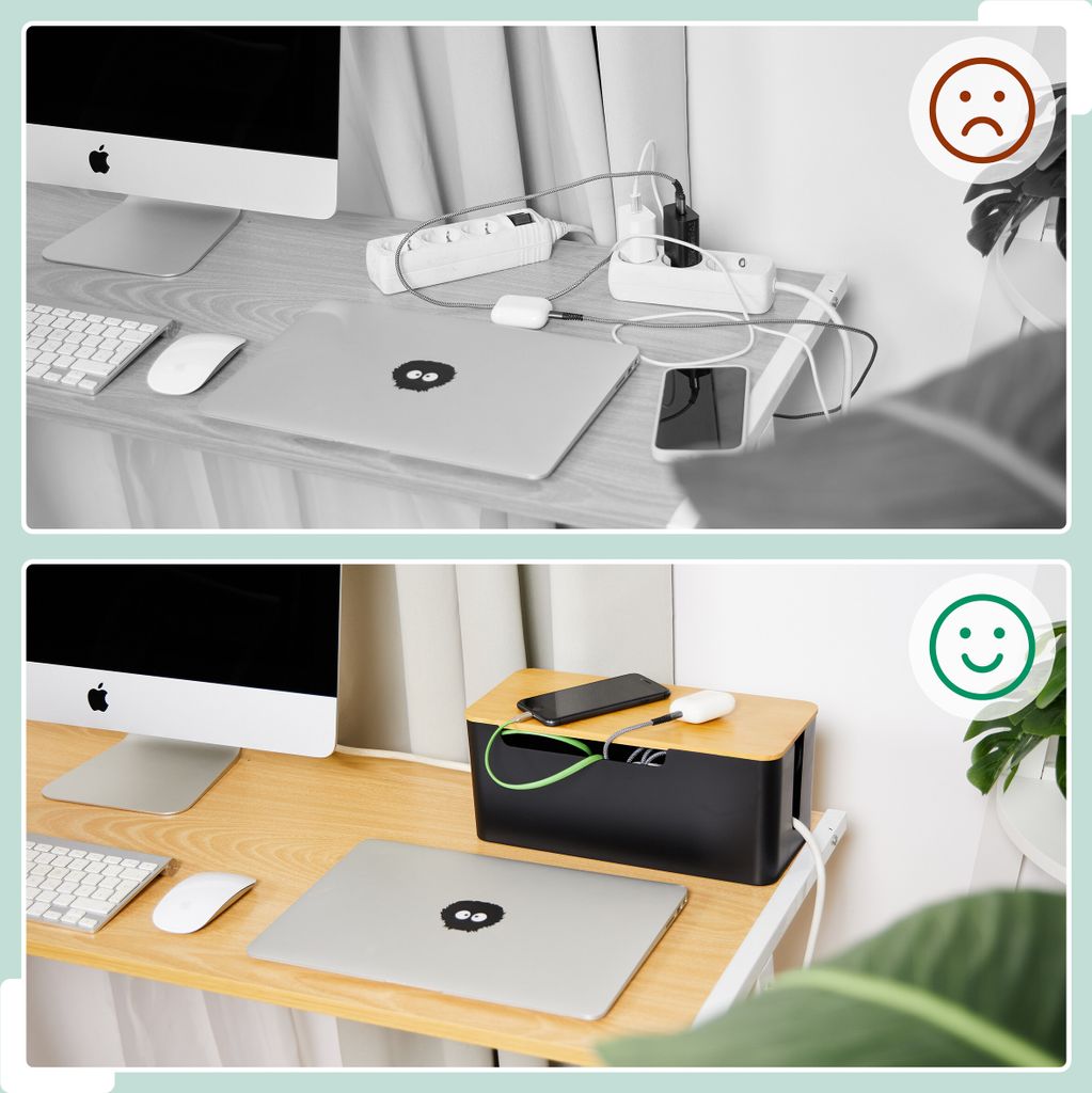 Scatola Organizer Per Cavi USB Da Scrivania – Grande Capacità Con Presa Multipla, Ventilata E Anti-polvere, In ABS