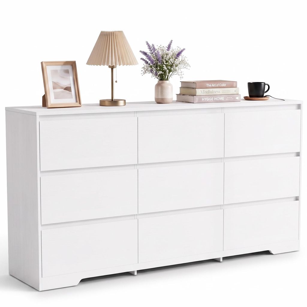 Commode BEALIFE 150x35x75 cm avec 9 tiroirs | Fabriquée en Image du produit 