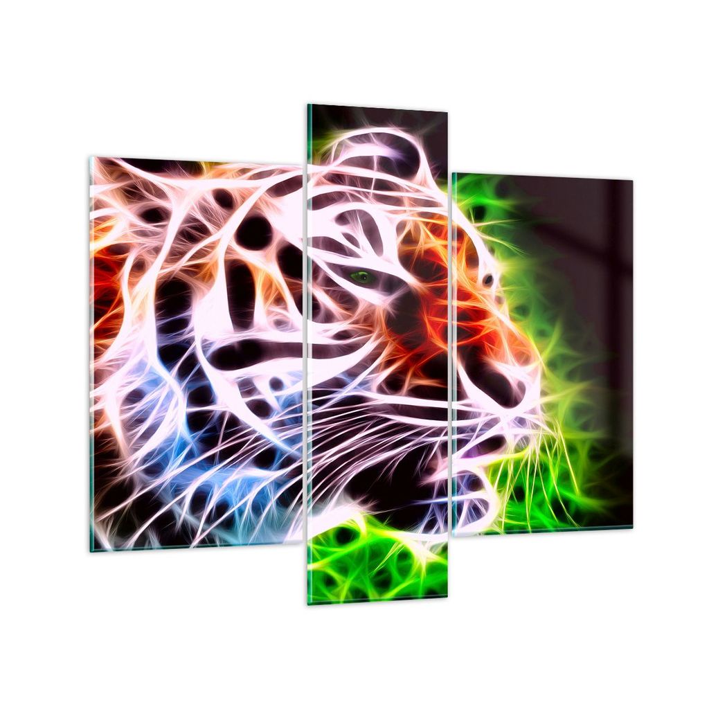 Bilder auf glas - Afrika aggression tiere tiger - 95x80cm - Glasbilder - Wandbilder - Kunstdruck - zum Aufhängen bereit - Wanddekoration aus Glas ...