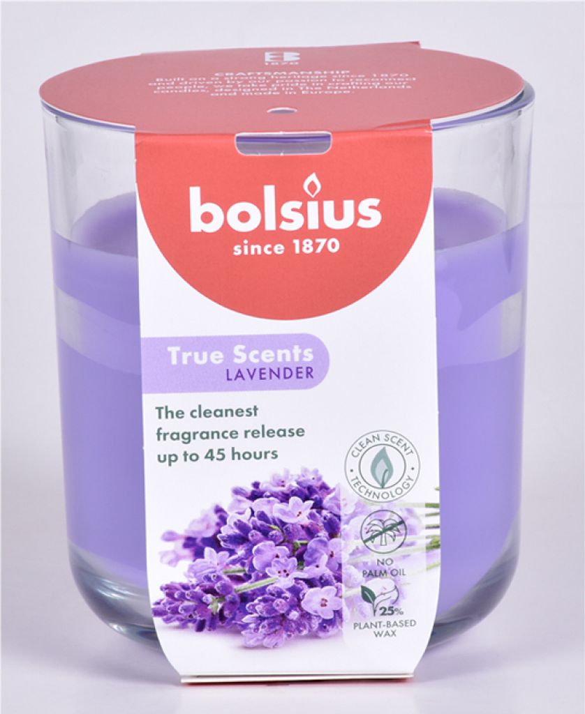 Candela profumata in vetro, lavanda francese, True Scents, Immagine del prodotto 