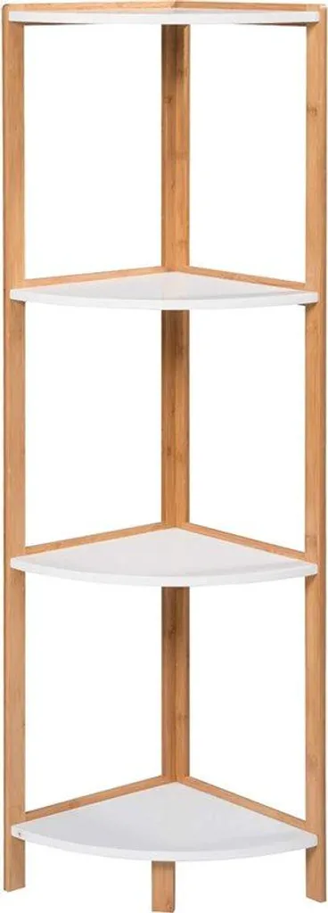 Étagère de salle de bain en bambou 4 niveaux 30x30x115 cm en bois MDF
