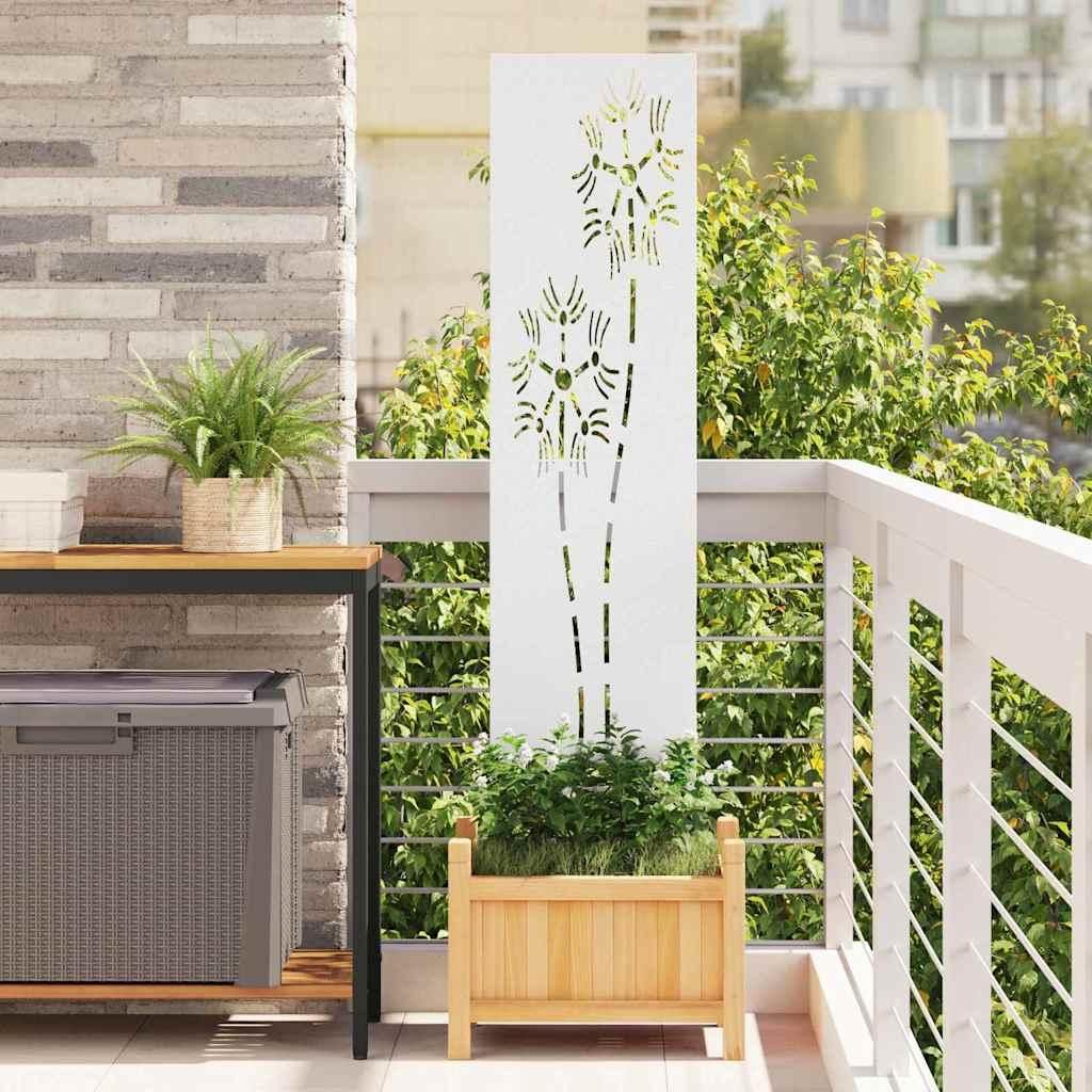 Garten dekoratives Panel Weiß 32 x 140 cm Kaltgewalzter Stahl, Leinwandbilder Design Möbel Neu