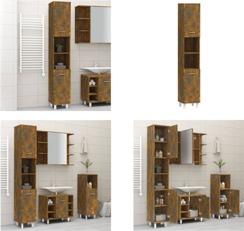 vidaXL Badschrank Räuchereiche 30x30x179 cm Holzwerkstoff - Badezimmerschrank - Badezimmerschränke - Badezimmermöbel - Badmöbel