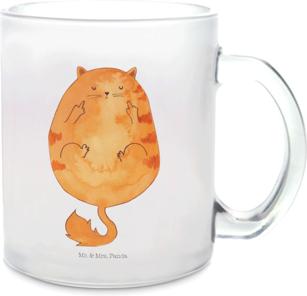 Mr. & Mrs. Panda Teetasse Katze Frühaufsteher - Transparent - Geschenk, Pott, Katzen, Kaffee, Lustig, Tee Tasse, Häferl, Mittelfinger, Trinkglas,...