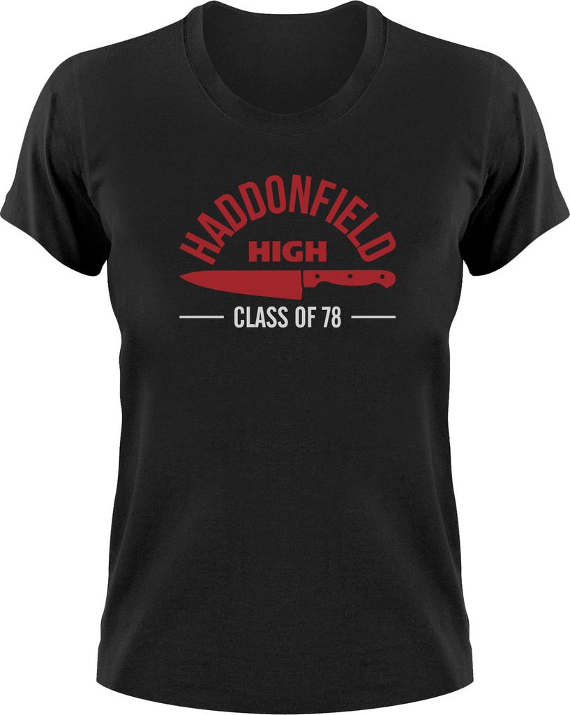 Styletex23 T-Shirt Haddonfield High School Halloween Damen schwarz, M