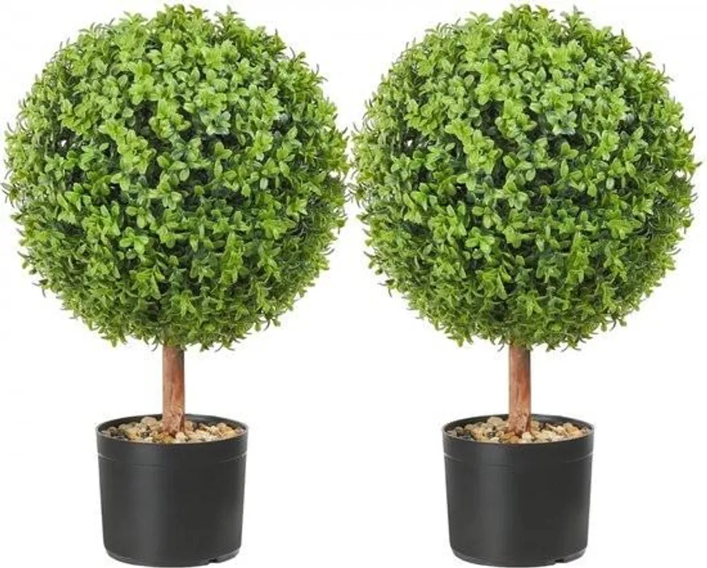 Lot de 2 boules de buis artificielles Ø 40 cm avec papillons décoratifs