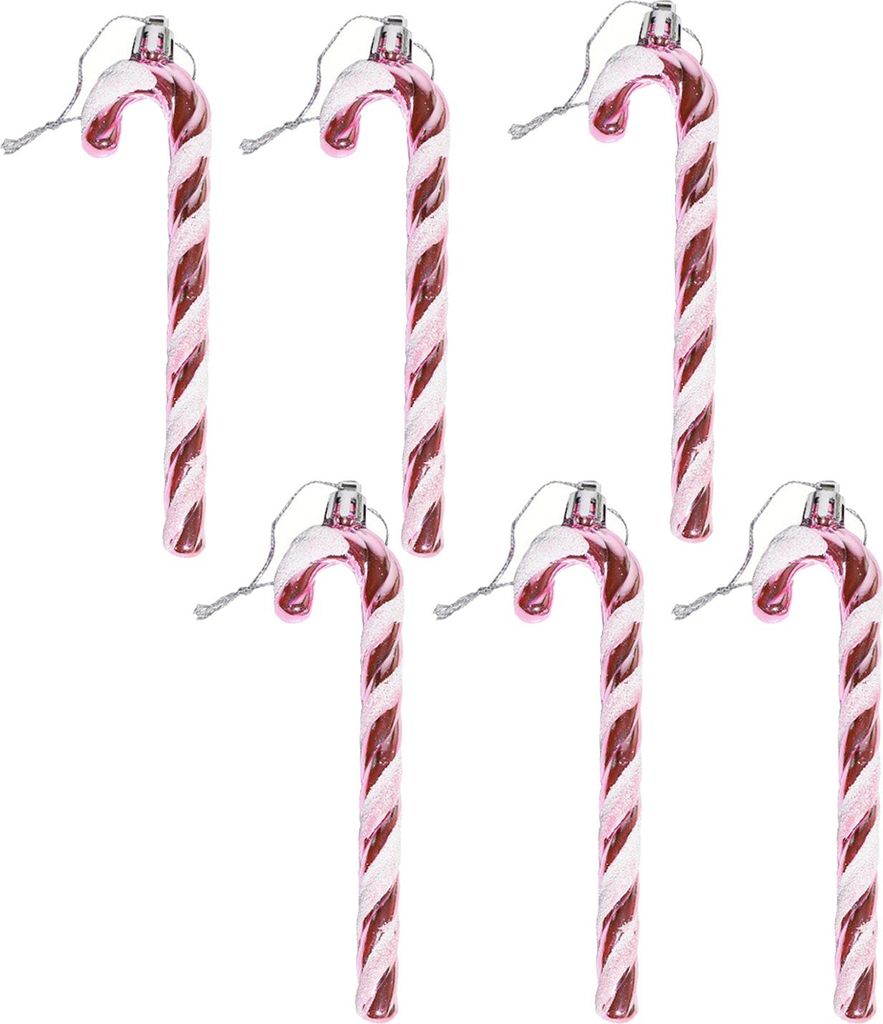 6 Stück Zuckerstangen-Weihnachtsbaumschmuck aus gedrehten Zuckerstangen aus Kunststoff, zum Aufhängen am Weihnachtsbaum und für Weihnachtsfeiern