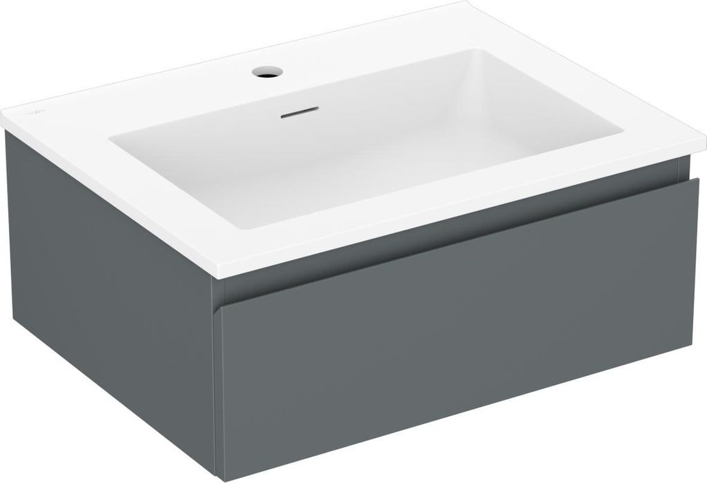 Mexen Orio Badezimmerschrank 60 cm mit Waschbecken Otis, 1 Schublade, Graphit matt/Weiß matt - 91A10-06023-1-BF66-W18M01