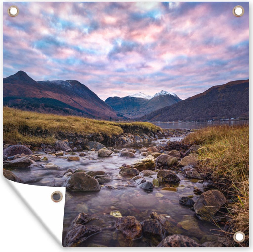 MuchoWow 40x30 cm Outdoor-Poster Gartendeko Sichtschutz Garten Poster für den Garten Einzigartige violette Farben über dem Ben Nevis in Schottland