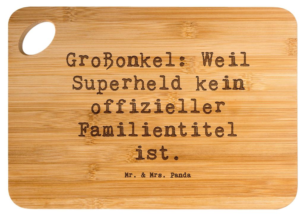 Mr. & Mrs. Panda Hackbrett Spruch Großonkel Superheld - Transparent - Geschenk, Heldentaten, Frühstücksbrett, Holzbrett, Familientradition, pers...