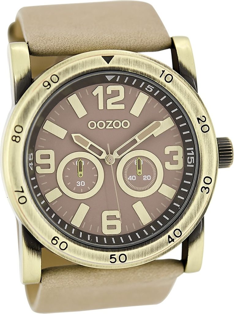 Oozoo Leder Herren Uhr matt Armbanduhr beige Luxus Oozoo Timepieces D2UOC8305A