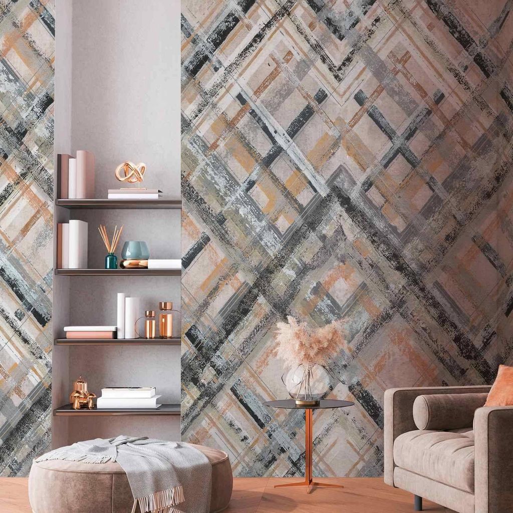 A.S. Creation Livingwalls Fototapete The Wall II 392281 Eine Rolle Ein Motiv 2.80 x 2.65 m Kariert Grau