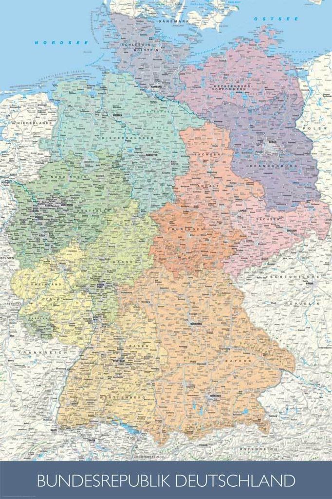Landkarten  Poster Politische Deutschlandkarte Produktbild 
