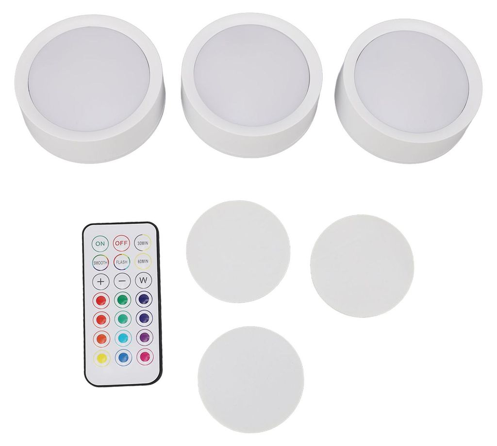 LED puck světlo s dálkovým ovládáním, 13 barev, napájeno Obrázek produktu 