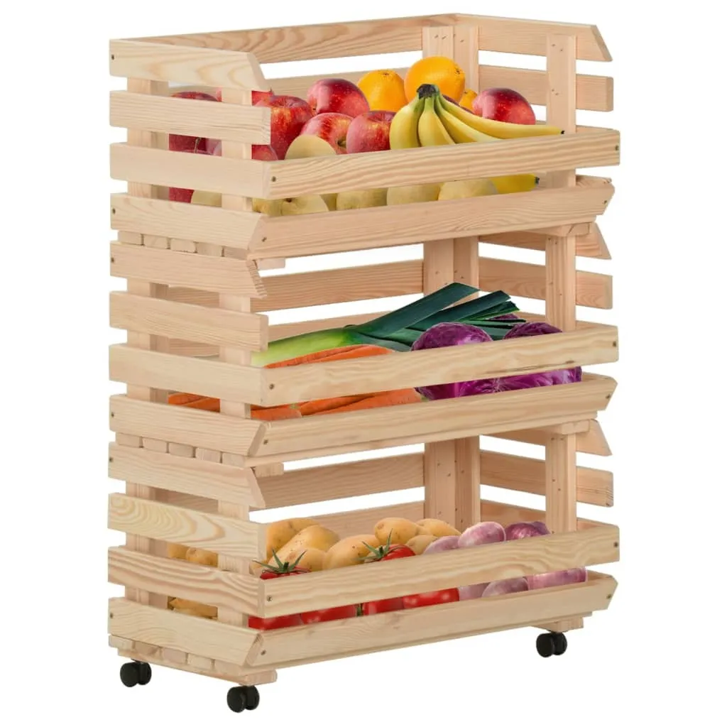 Offerta Carrello Portaverdure Legno Pino Massiccio 57x30x80 cm