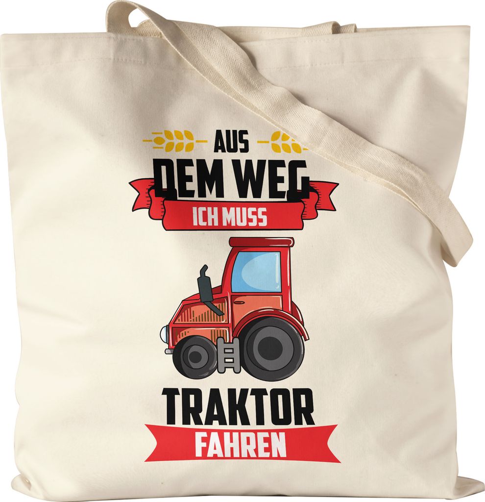 Aus dem Weg ich muss Traktor Fahren Jutebeutel Stoffbeutel Canvas Trecker Fans Geschenkidee Jungs Bauern