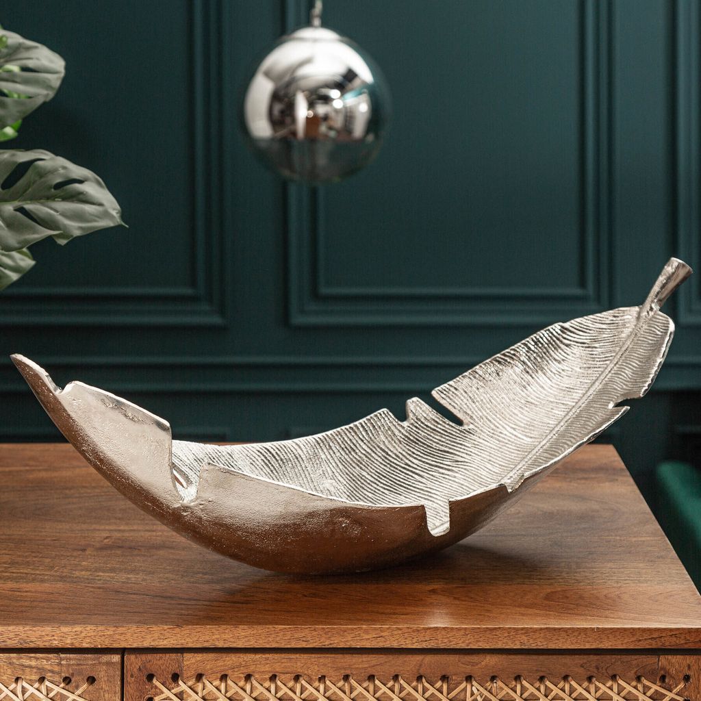 riess-ambiente Design Deko Schale SILVER LEAF 65cm silber Produktbild 