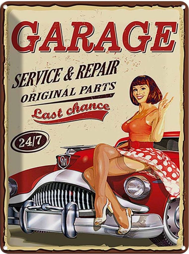 vianmo Blechschild 40x30 cm Garage service repair 24/7 Auto Werkstatt