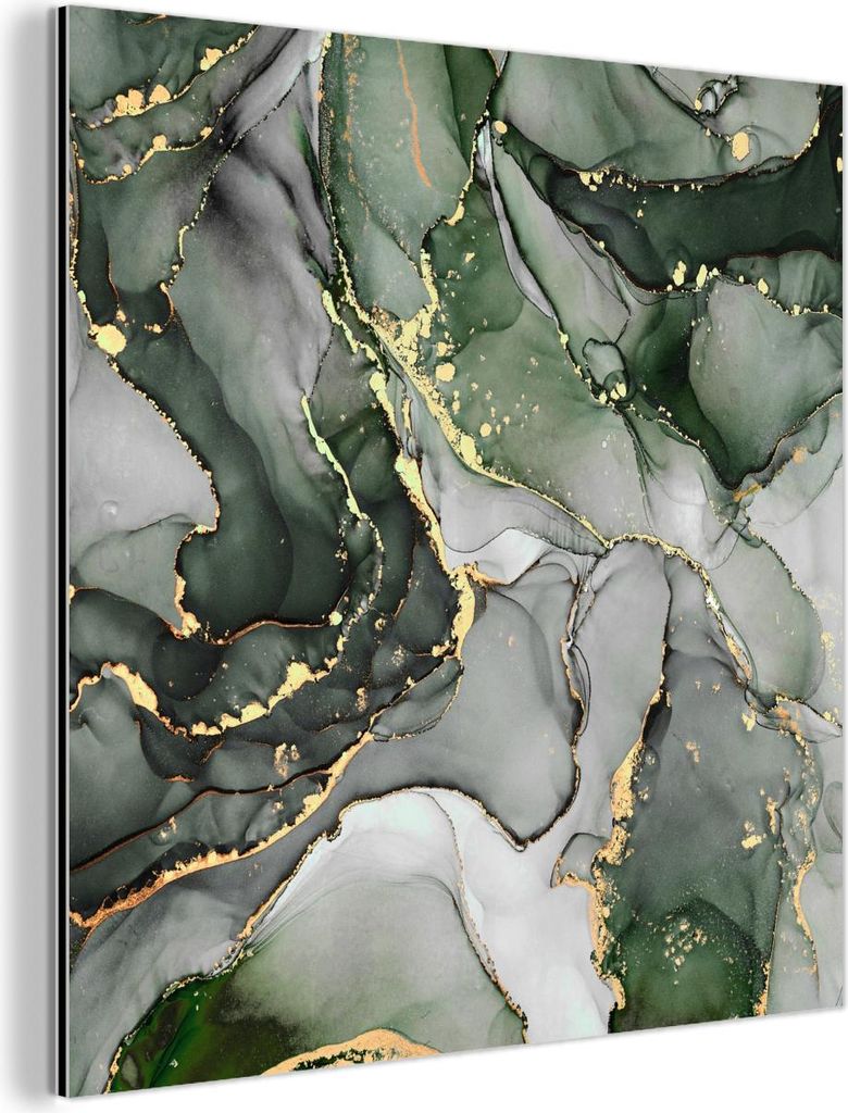 MuchoWow Wanddekoration Metall Metallbild Wandkunst 20x20 cm Luxus - Marmor - Grün MuchoWow Aluminium Gemälde - Alu Dibond Bilder