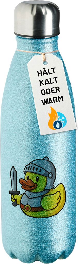 Huuraa Trinkflasche Quietscheente Ritter Gummiente Mittelalter 500ml Blue Edelstahl Wasserflasche Trinkflasche Geschenkidee