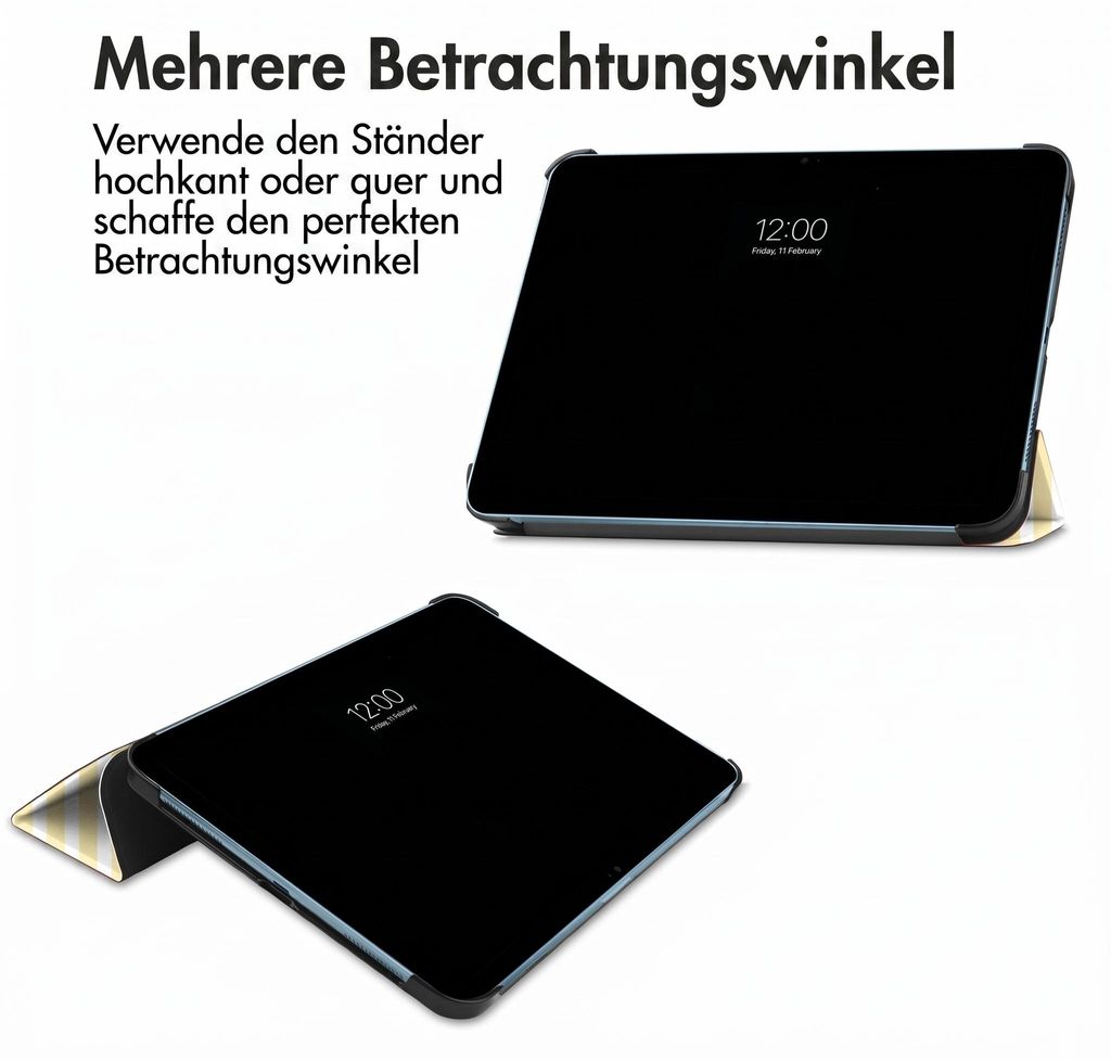 imoshion Design Dreifachklapp-Hülle für das Apple iPad 11 (2025) 11 Zoll A16 / iPad 10 (2022) 10,9 Zoll – Garden Stripes