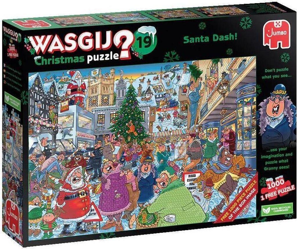Jumbo Spiele 1110100021 Wasgij Christmas 19 Weihnachtsmann Sprint! 2x1000 Teile Puzzle