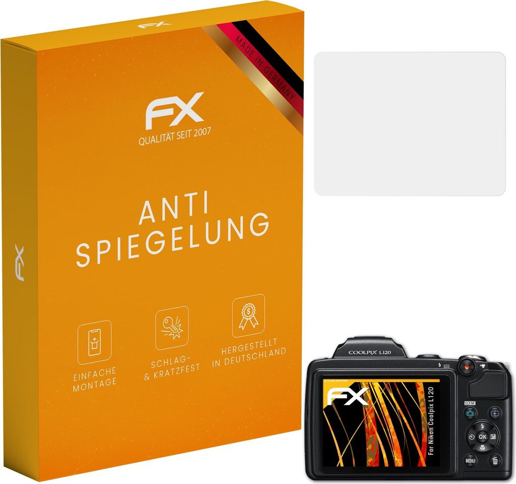 atFoliX FX-Antireflex 3x Schutzfolie kompatibel mit Nikon Coolpix L120 Displayfolie