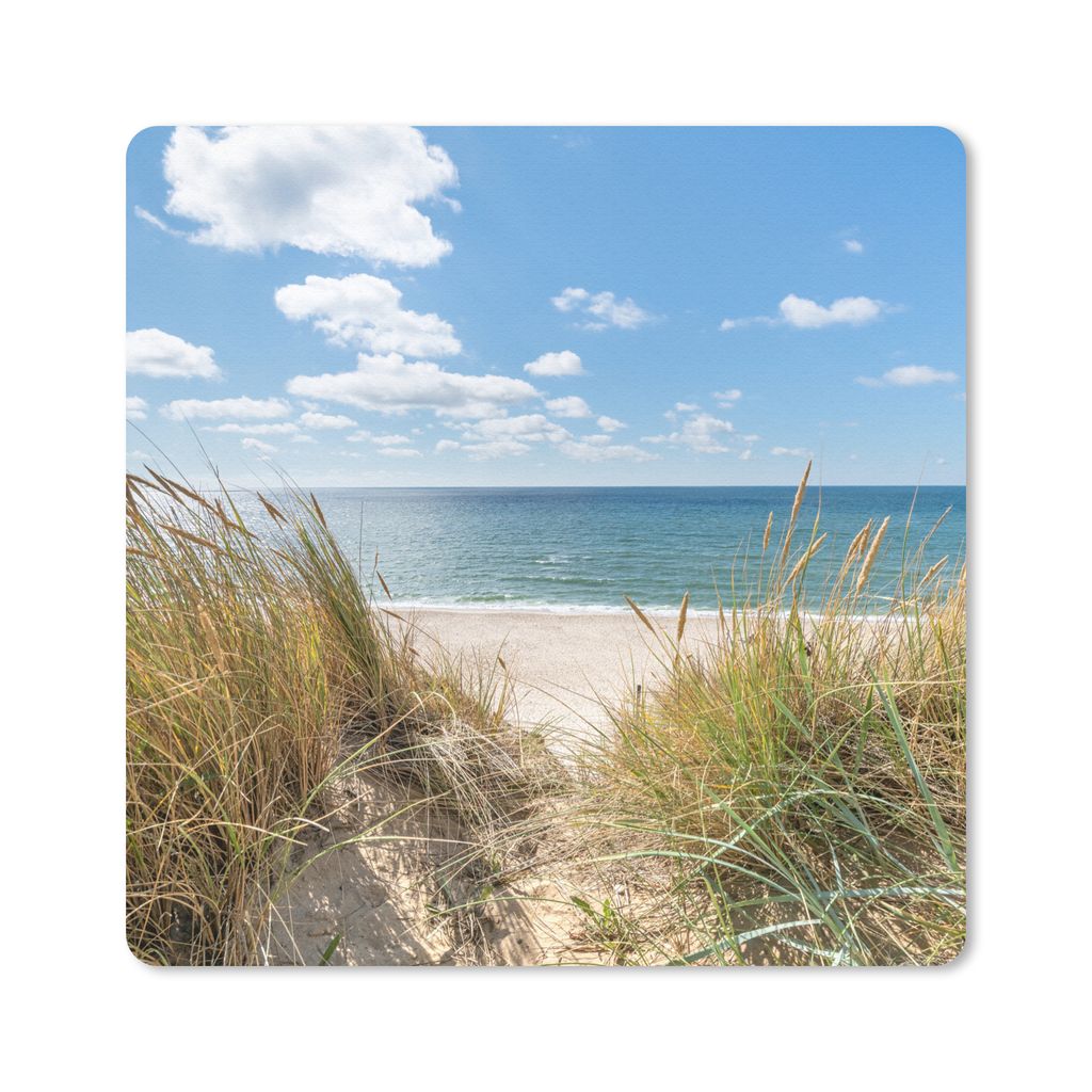 MuchoWow Mauspad Mousepad Düne - Gras - Meer - Strand 20x20 cm - Mousepads - Maus Mat - Pad - Mausunterlage - Desk Mat - Bureauartikeln