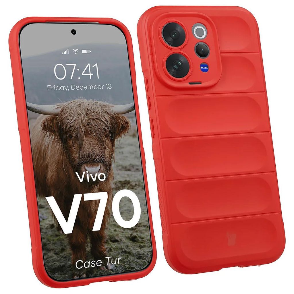 Robuste Handyhülle für Vivo V70 5G, Bizon Case Tur, Rot