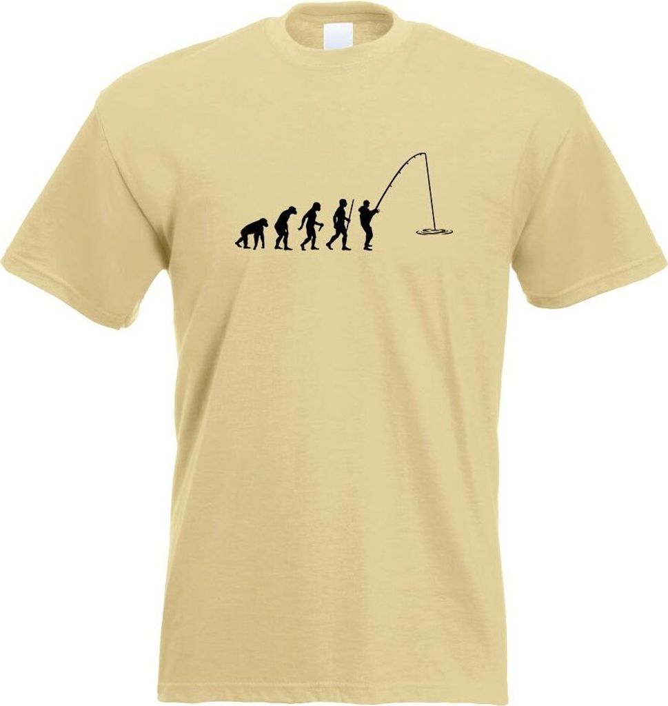 Kiwistar - T-Shirt - Khaki - Angler Angeln Evolution Motiv Bedruckt Funshirt Design Print - mit Motiv Bedruckt - Funshirt Design - Sport - Freizeit...