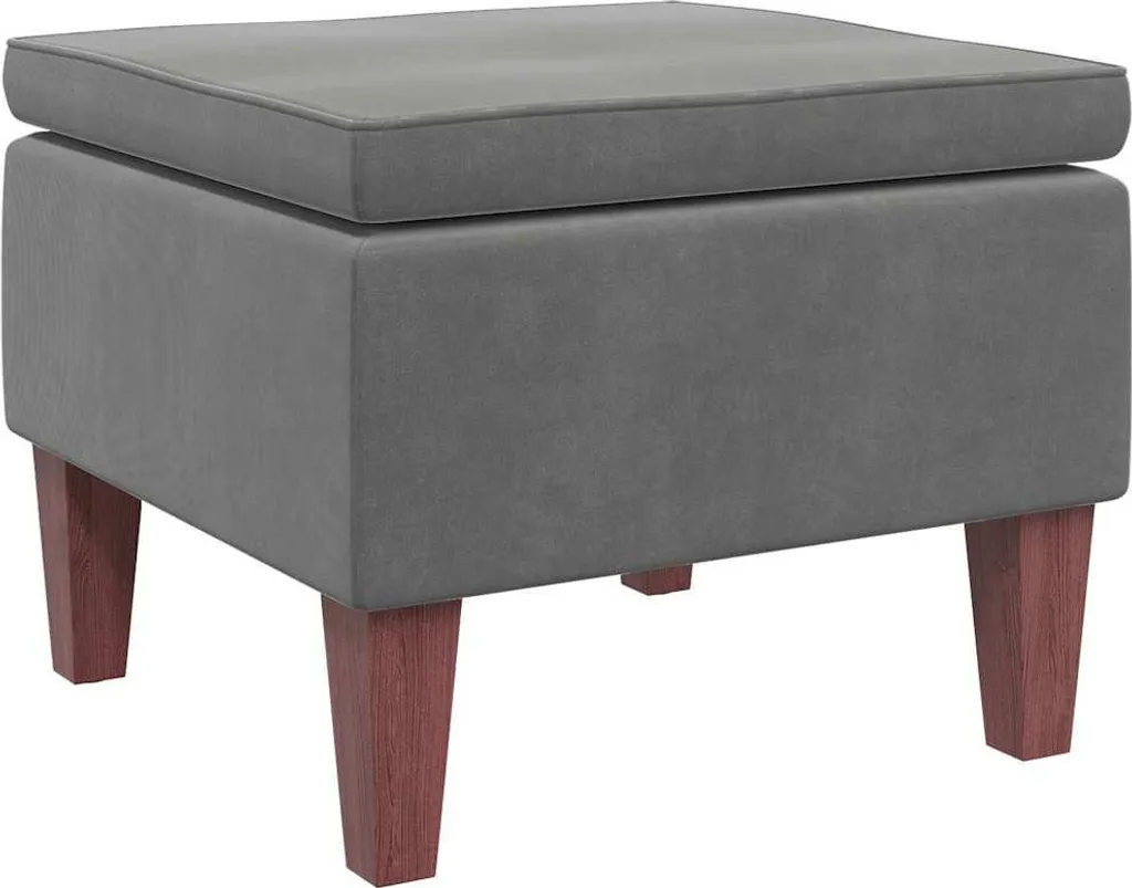 Sgabello Legno e Velluto Grigio Scuro | Stile Industrial Retro