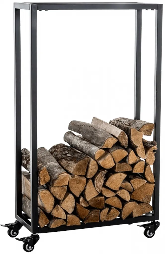 CLP Support pour bois de cheminée Hetta noir en métal 25x40x100 cm