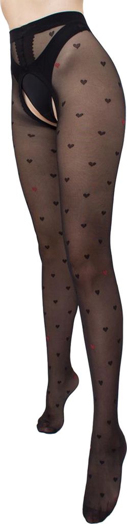 Ouvert-Strumpfhose mit Herzmuster INTIMO FASHION 20DEN black-XL
