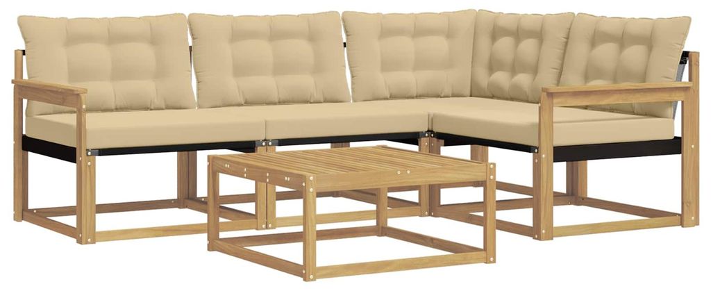 vidaXL Outdoor-Sofagarnitur 5 pcs Weiß und Beige 79 x 79 x 37 cm