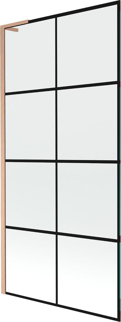 Mexen Next L Badewannenfaltwand 1-flügelig 90 x 150 cm, schwarzes Muster, gebürstetes Kupfer - 895-090-000-03-77-65