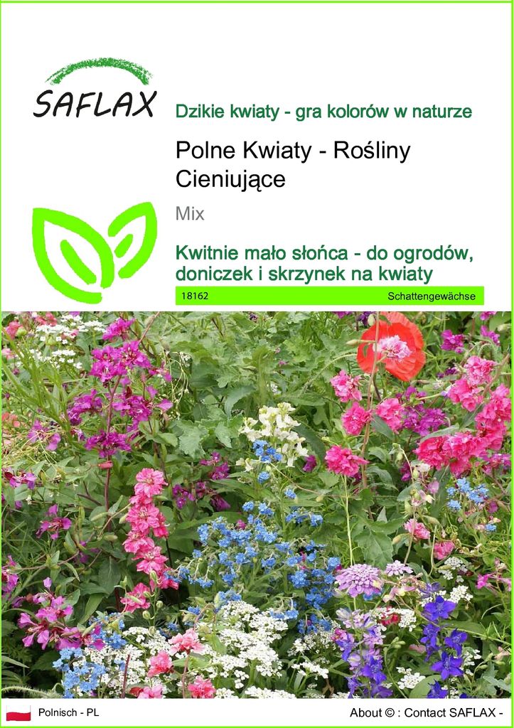 SAFLAX - Polne Kwiaty - Rośliny Cieniujące - 1000 Nasiona - Zdjęcie produktu 