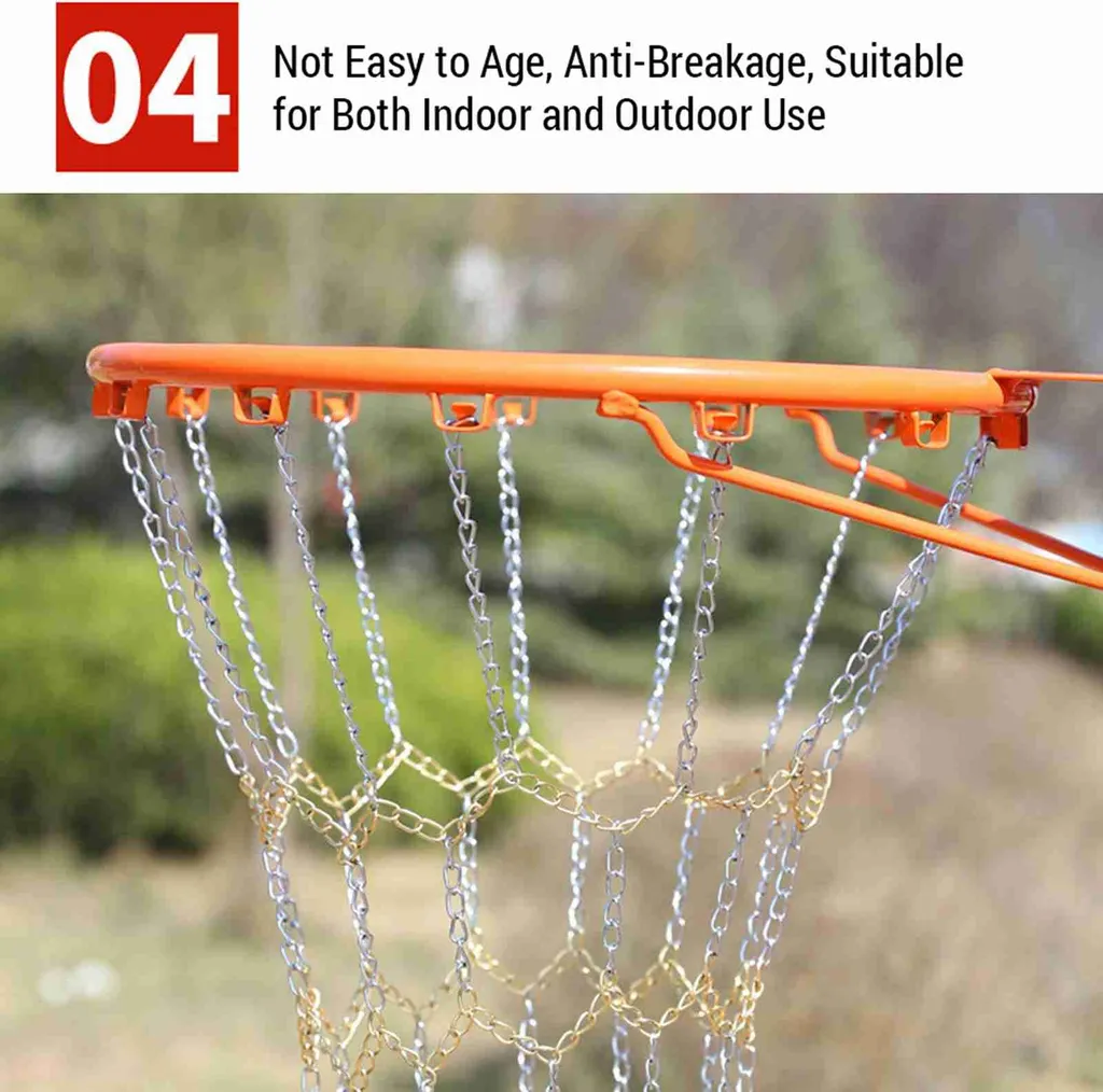 Filet de Basket en Chaîne Acier Galvanisé de Rechange Robuste Argent - 5