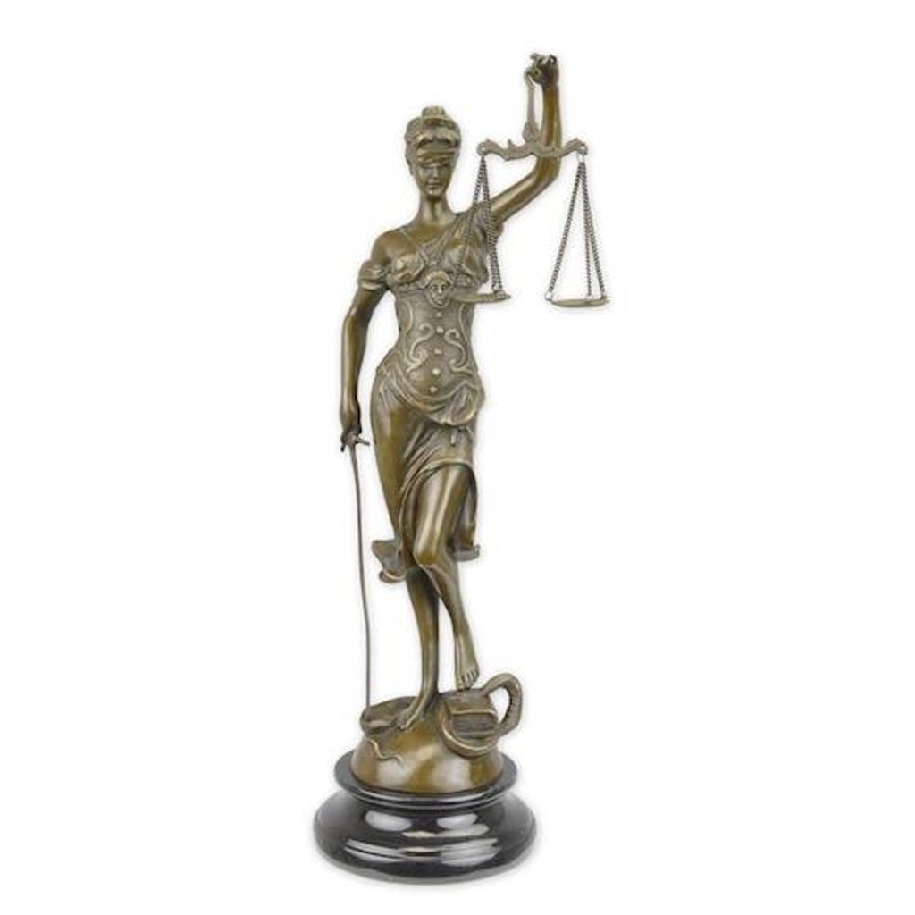Bronzefigur Skulptur Justitia mit Waage und Schwert Produktbild 