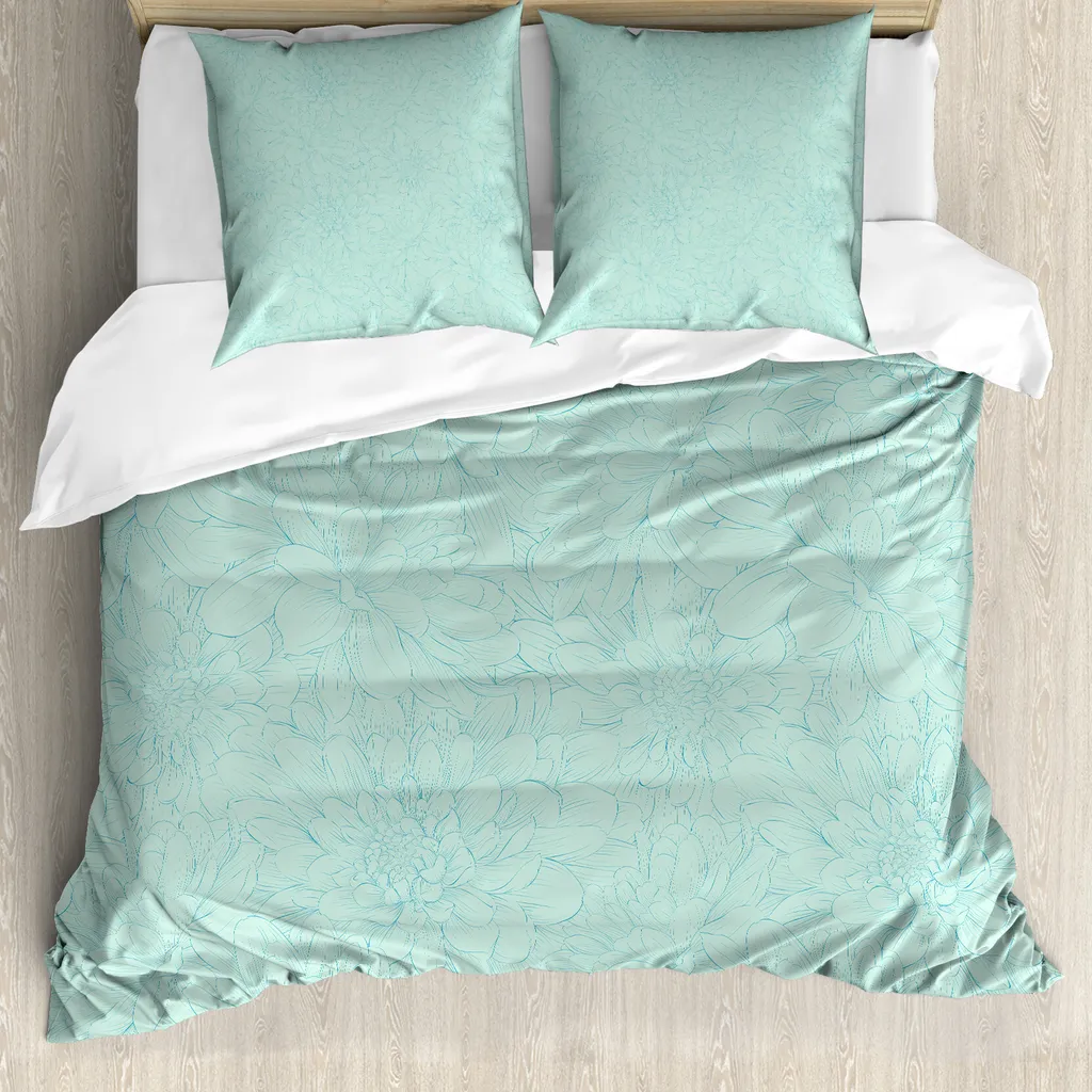 Parure de lit bleu clair en microfibre anti-acariens 155x220 cm