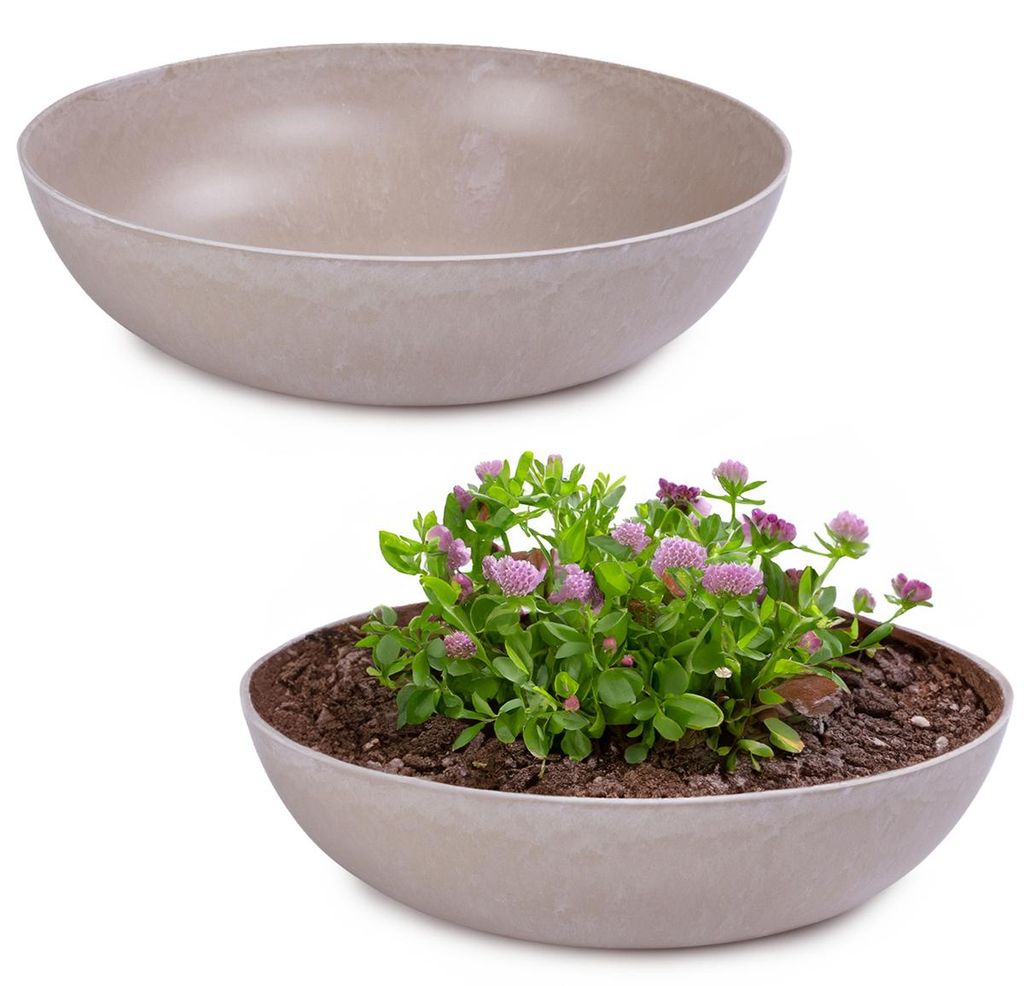 Pflanzschalen für draussen Dekoschalen rund sand beige 2x Produktbild 