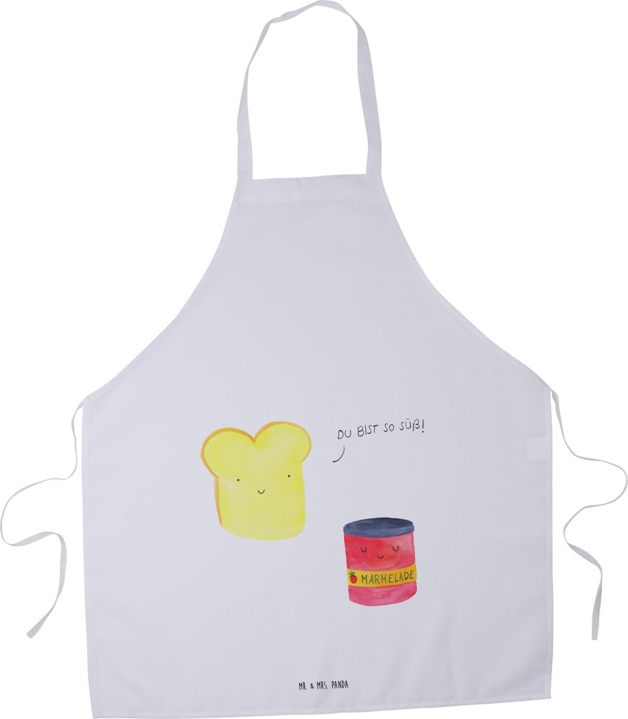 Mr. & Mrs. Panda Schürze Toast Marmelade - Weiß - Geschenk, Küchenschürze, Brot, Küchenzubehör, Grill, Süß, Koch, Lustige Sprüche, Dreamte...