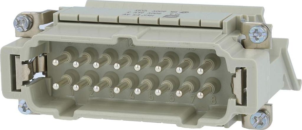 HARTING Han 16ES Anschlussverteiler Stifteinsatz (M) "links" Käfigzugfederanschluss, 16-polig+PE 500V, 16A - 1 Stück