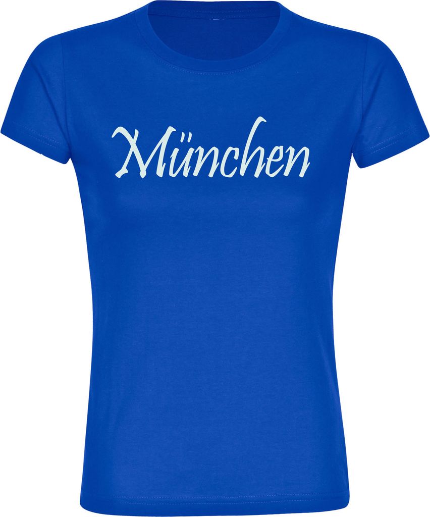multifanshop Damen T-Shirt - München blau - Schriftzug, blau, Größe S