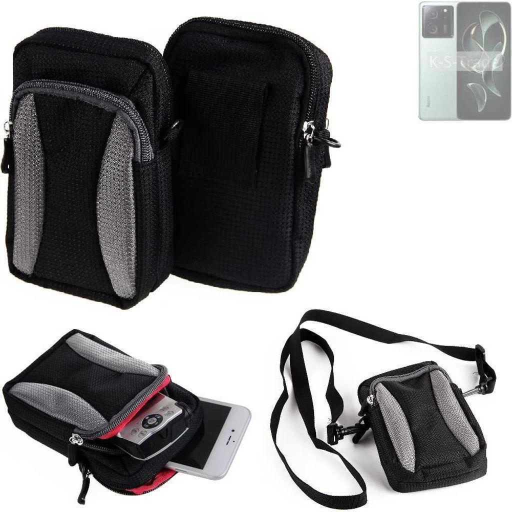 K-S-Trade Holster Schutz Hülle kompatibel mit Xiaomi Redmi K60 Ultra Handy Hülle Gürteltasche Umhängetasche mit Zusatzfach schwarz