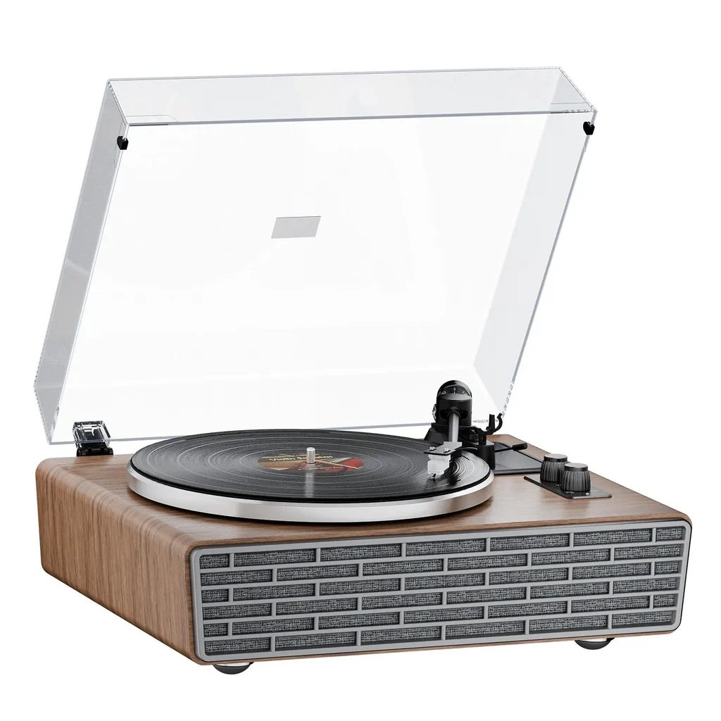 Platine Vinyle Bluetooth en Noyer Rétro avec Cellule Audio-Technica AT - 2