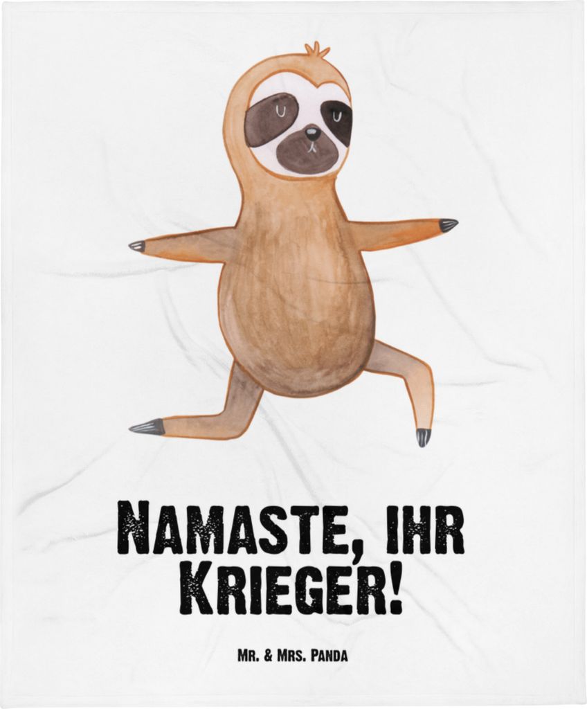 Mr. & Mrs. Panda Plaid Faultier Yoga - Weiß - Geschenk, Fleecedecke, Schlummerdecke, Babydecke, Schmusedecke, Yogaübungen, Atmung, Kinderdecke, M...
