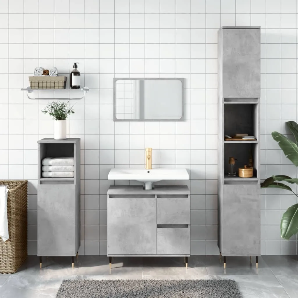 Mobile Bagno Colonna 30x30x190 cm Grigio Cemento | Arredo Salvaspazio