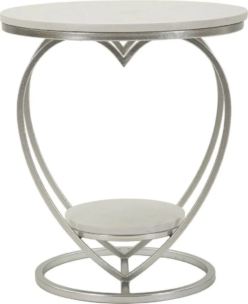 Mauro Ferretti Tavolino Cuore Bianco Argento Ø 40 cm | Design Chic